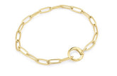 14K Gold Plated Paperclip Oval Link Chain Bracelet - 7"